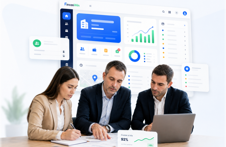 Despacho profesional de administración de fincas trabajando con FincasWin